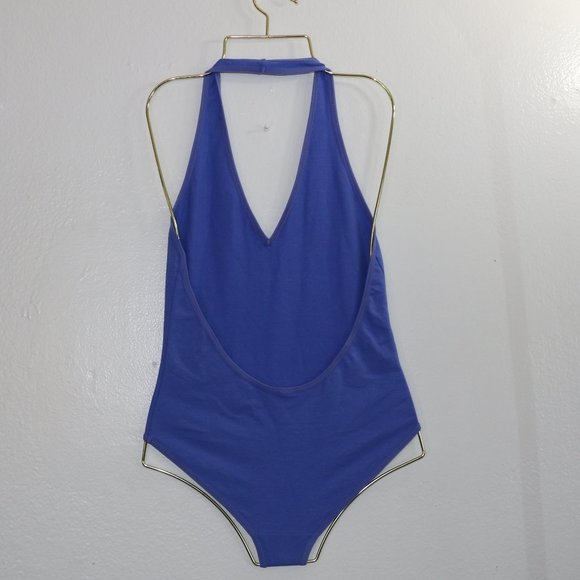 American Apparel Blue Backless Halter Bodysuit - Picture 4 of 7
